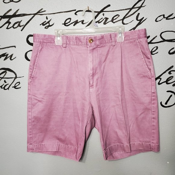 JOHNSTON & MURPHY Washed Chino Shorts, Flat Front, Rose, 38W - Picture 1 of 5
